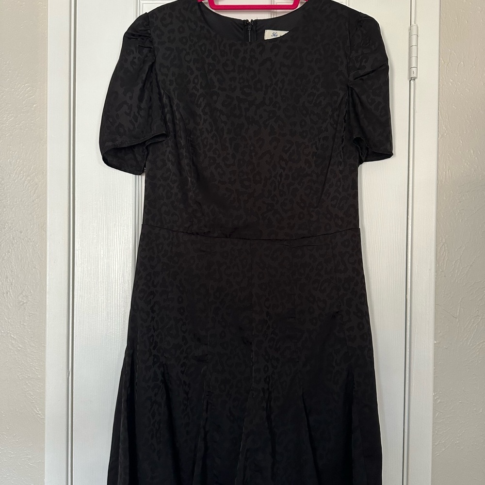 Black Satin Cheetah Print Dress